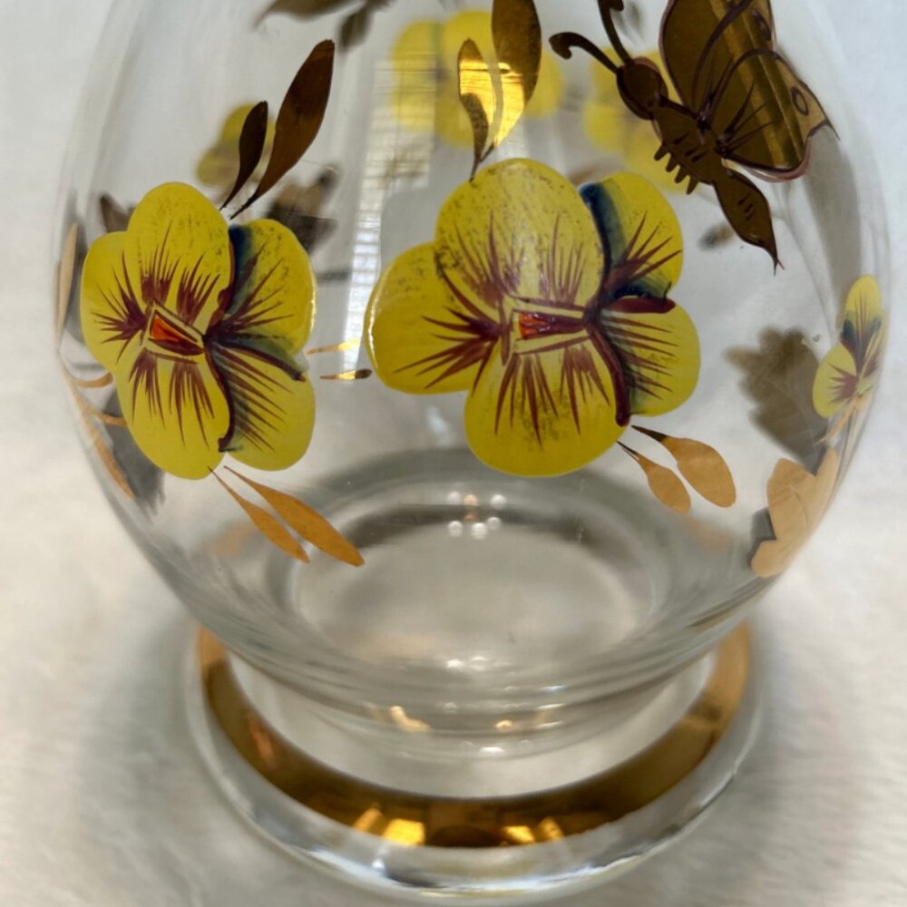 Yellow Hand-Painted Glass Decanter